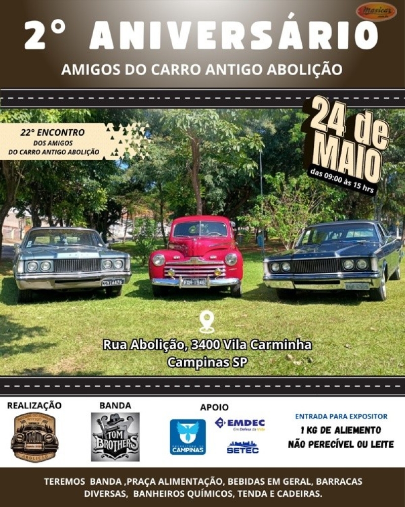 22° Encontro de Carros Antigos Amigos da Abolição – Campinas, SP – 24/5/2026