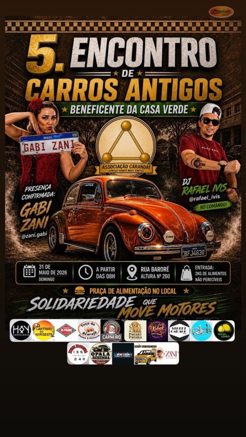 5° Encontro Beneficente de Carros Antigos da Casa Verde – São Paulo, SP – 31/5/2026