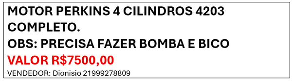 MOTOR PERKINS 4 CILINDROS 4203