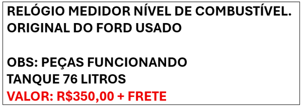 RELOGIO MEDIDOR NIVEL DE COMBUSTIVEL