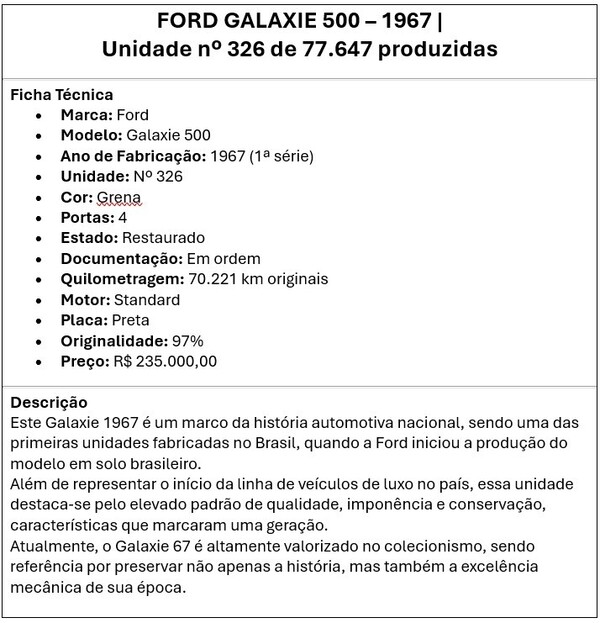 FORD GALAXIE 500 - 1967